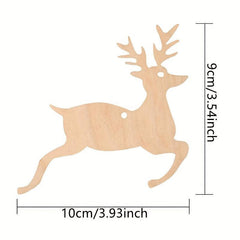 10pcs Christmas Elk Shaped Wood Cutouts DIY Crafts Tree Deer Wooden Tags
