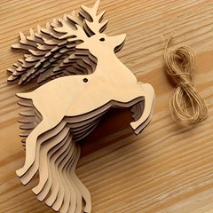 10pcs Christmas Elk Shaped Wood Cutouts DIY Crafts Tree Deer Wooden Tags