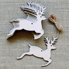10pcs Christmas Elk Shaped Wood Cutouts DIY Crafts Tree Deer Wooden Tags