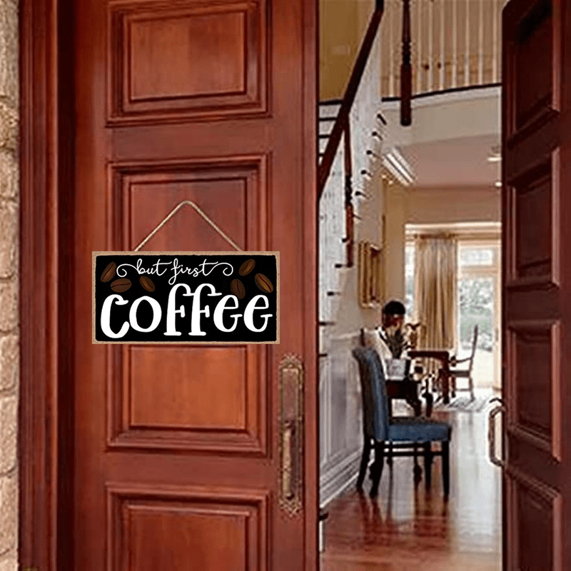 Coffee Hanging Wall Art Decorative Wood Sign Home Decor