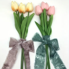 Chiffon Ribbon Wool Lace Bouquet Handcrafted Wedding Flowers