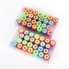26pcs Alphabets Letters Round Stamp Number Self ink DIY Teaching Aids