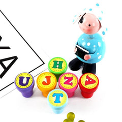 26pcs Alphabets Letters Round Stamp Number Self ink DIY Teaching Aids