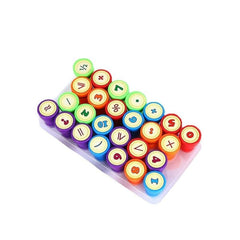 26pcs Alphabets Letters Round Stamp Number Self ink DIY Teaching Aids