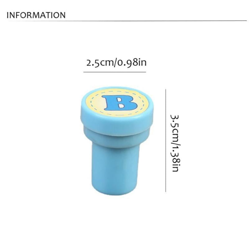 26pcs Alphabets Letters Round Stamp Number Self ink DIY Teaching Aids