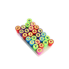 26pcs Alphabets Letters Round Stamp Number Self ink DIY Teaching Aids