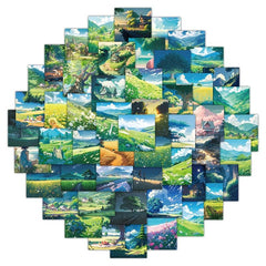 60pcs Outdoor Mountain Scene Stickers for Travel Map Hiking Outdo