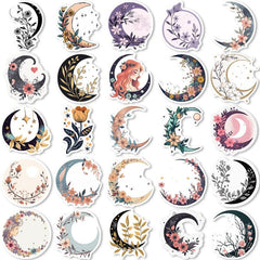Moon Flower Cat Astrology Stars Stickers Waterproof Vinyl