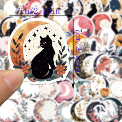 Moon Flower Cat Astrology Stars Stickers Waterproof Vinyl
