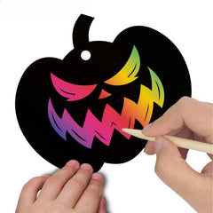 Kids' Colorful Halloween Pumpkin Scratch Painting DIY Hanging Decoration