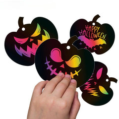 Kids' Colorful Halloween Pumpkin Scratch Painting DIY Hanging Decoration