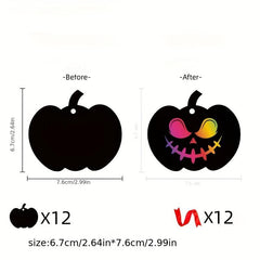 Kids' Colorful Halloween Pumpkin Scratch Painting DIY Hanging Decoration
