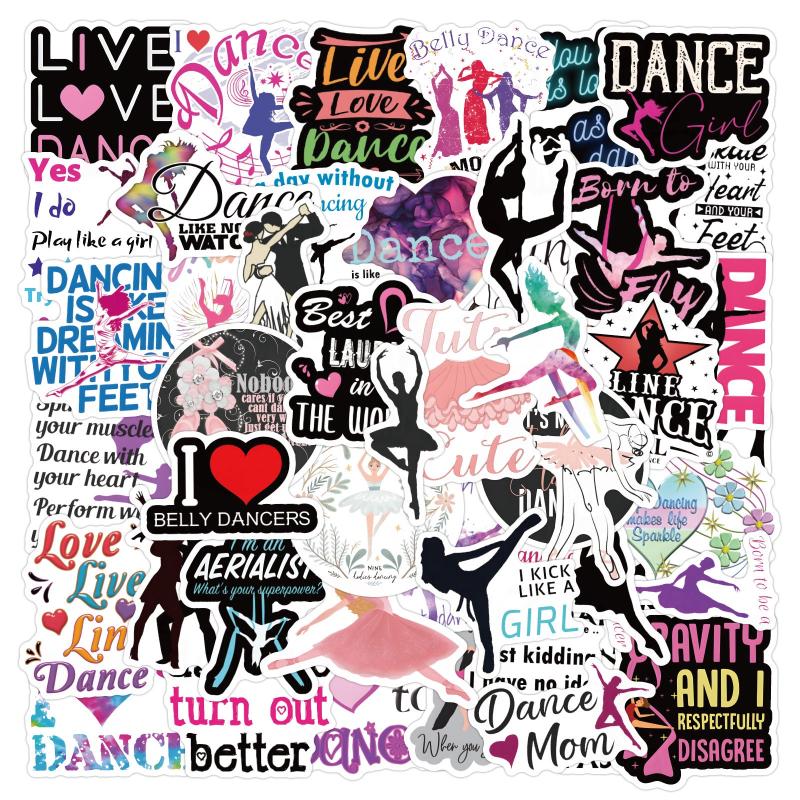 60pcs Cartoon Dance Stickers for DIY Phone Case Laptops Cars