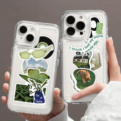 62pcs Small Fresh Green Stickers for Phone Laptop Skateboard Water Cup