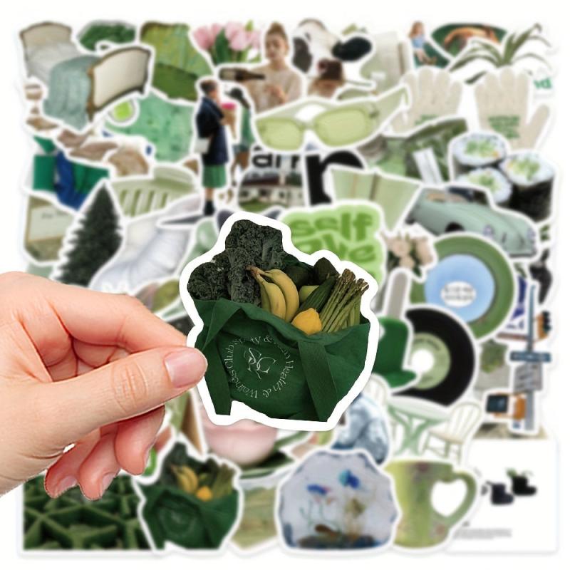 62pcs Small Fresh Green Stickers for Phone Laptop Skateboard Water Cup