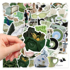 62pcs Small Fresh Green Stickers for Phone Laptop Skateboard Water Cup