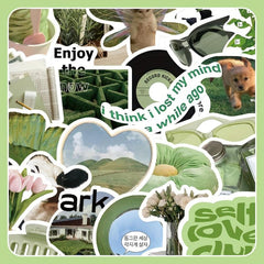 62pcs Small Fresh Green Stickers for Phone Laptop Skateboard Water Cup