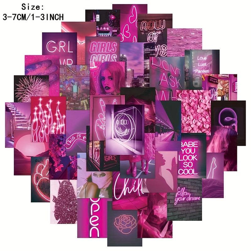50pcs Pink Graffiti Series Waterproof Stickers for Motorcycle Laptop Cup DIY