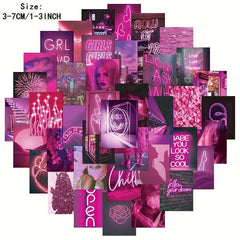 50pcs Pink Graffiti Series Waterproof Stickers for Motorcycle Laptop Cup DIY