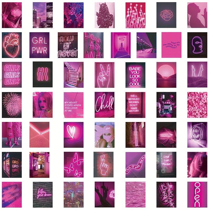 50pcs Pink Graffiti Series Waterproof Stickers for Motorcycle Laptop Cup DIY