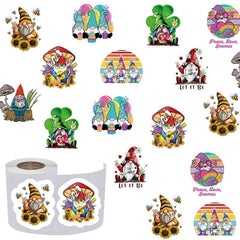500pcs Gnome Stickers 2.54cm Labels 8 Patterns Cartoon Waterproof Vinyl Stickers