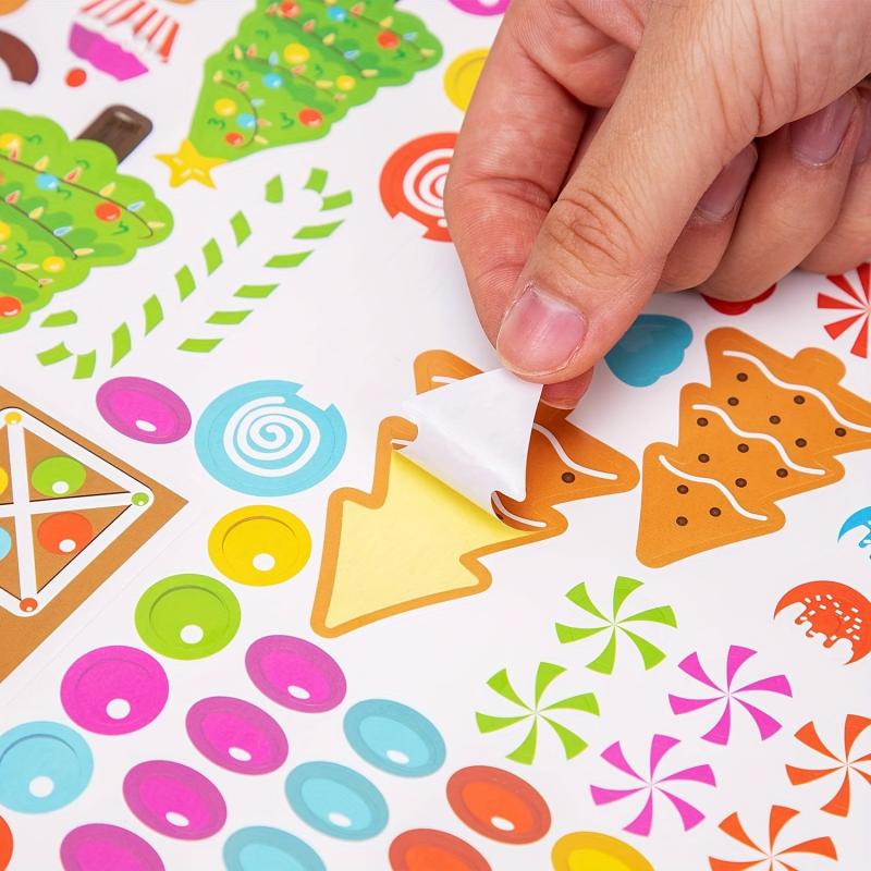12pcs Gingerbread House Stickers Christmas Party Game Craft Favors