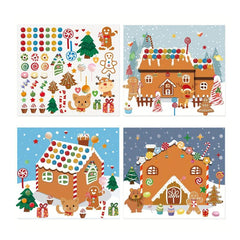 12pcs Gingerbread House Stickers Christmas Party Game Craft Favors