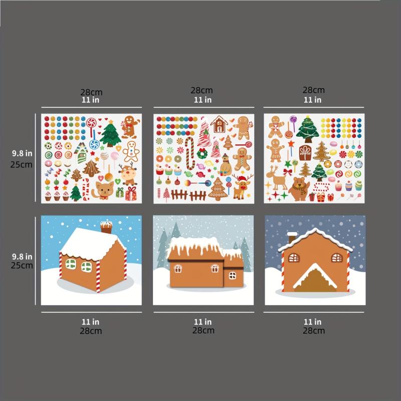12pcs Gingerbread House Stickers Christmas Party Game Craft Favors