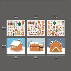 12pcs Gingerbread House Stickers Christmas Party Game Craft Favors