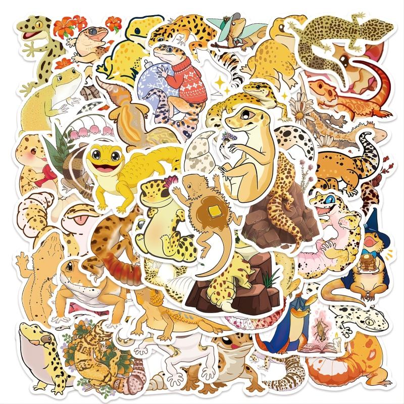 50pcs Cartoon Lizard Doodle Stickers for Decorating Various Items