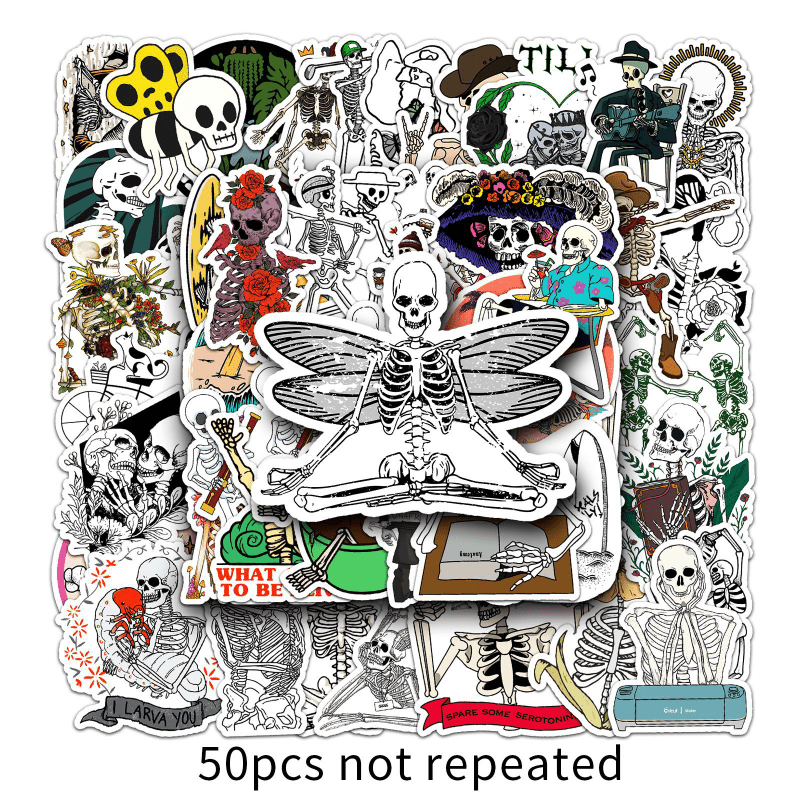 50 Artistic Skeletons Waterproof Graffiti Stickers