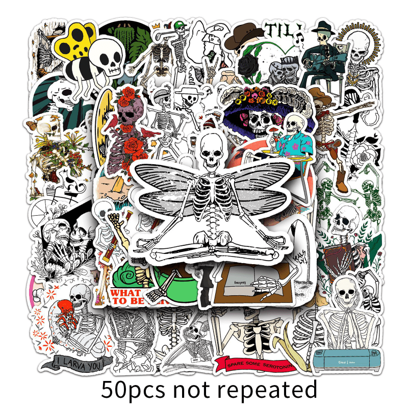 50 Artistic Skeletons Waterproof Graffiti Stickers