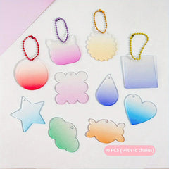 10pcs Glitter Gradient Acrylic Keychain Charms DIY Pendant Blanks