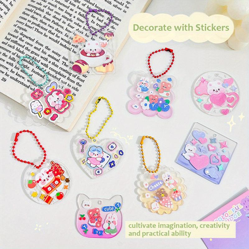 10pcs Glitter Gradient Acrylic Keychain Charms DIY Pendant Blanks