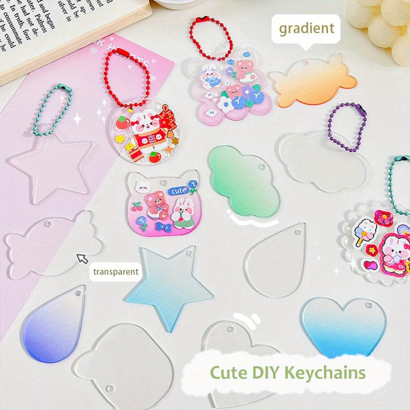 10pcs Glitter Gradient Acrylic Keychain Charms DIY Pendant Blanks