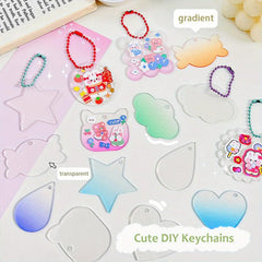 10pcs Glitter Gradient Acrylic Keychain Charms DIY Pendant Blanks