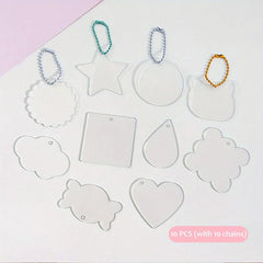 10pcs Glitter Gradient Acrylic Keychain Charms DIY Pendant Blanks