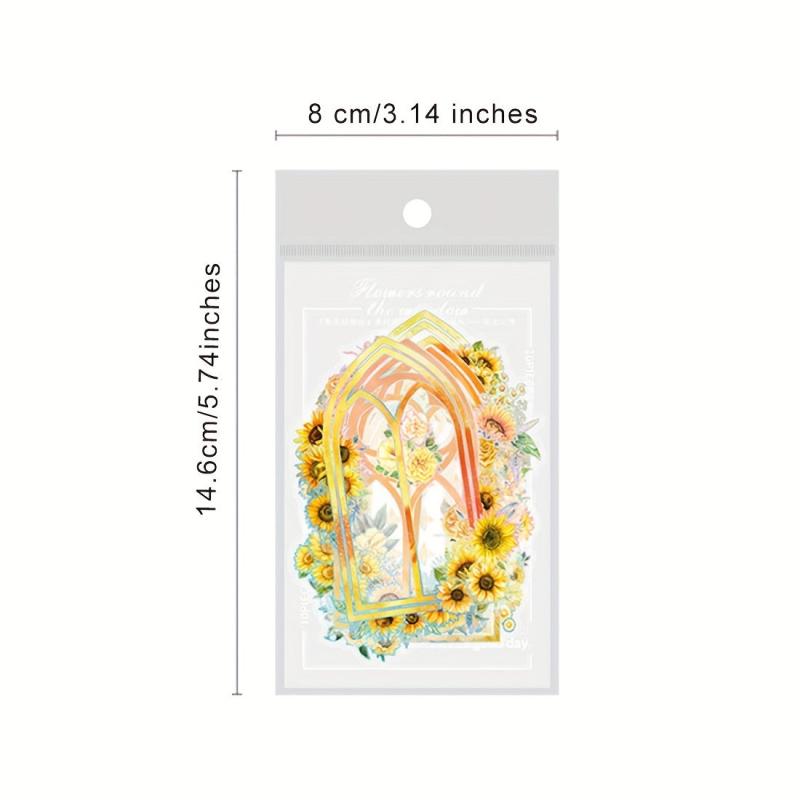 10pcs Flowers Window PET Vinyl Stickers Decals Bulk Vintage
