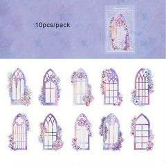 10pcs Flowers Window PET Vinyl Stickers Decals Bulk Vintage