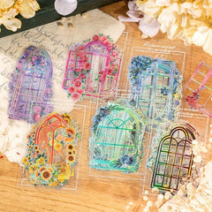 10pcs Flowers Window PET Vinyl Stickers Decals Bulk Vintage