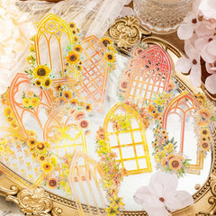 10pcs Flowers Window PET Vinyl Stickers Decals Bulk Vintage