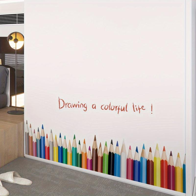 Pencil Wall Sticker Removable Vinyl Wallpaper Kick Line Decor 50x70cm