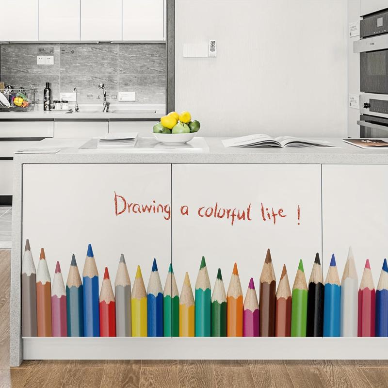 Pencil Wall Sticker Removable Vinyl Wallpaper Kick Line Decor 50x70cm