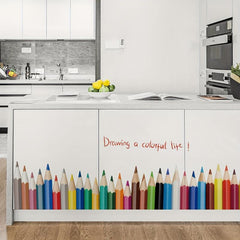 Pencil Wall Sticker Removable Vinyl Wallpaper Kick Line Decor 50x70cm