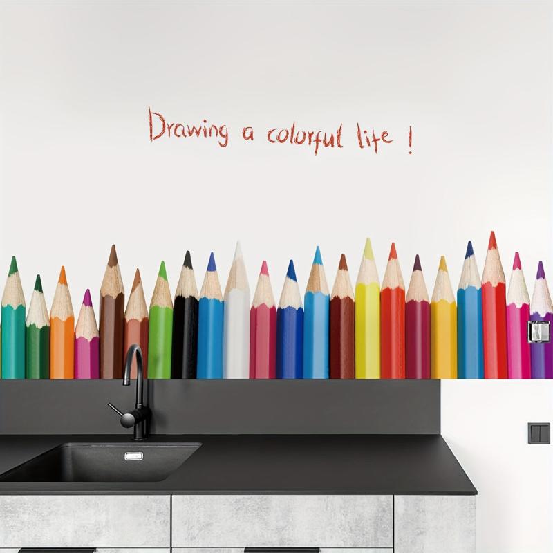 Pencil Wall Sticker Removable Vinyl Wallpaper Kick Line Decor 50x70cm