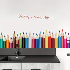 Pencil Wall Sticker Removable Vinyl Wallpaper Kick Line Decor 50x70cm