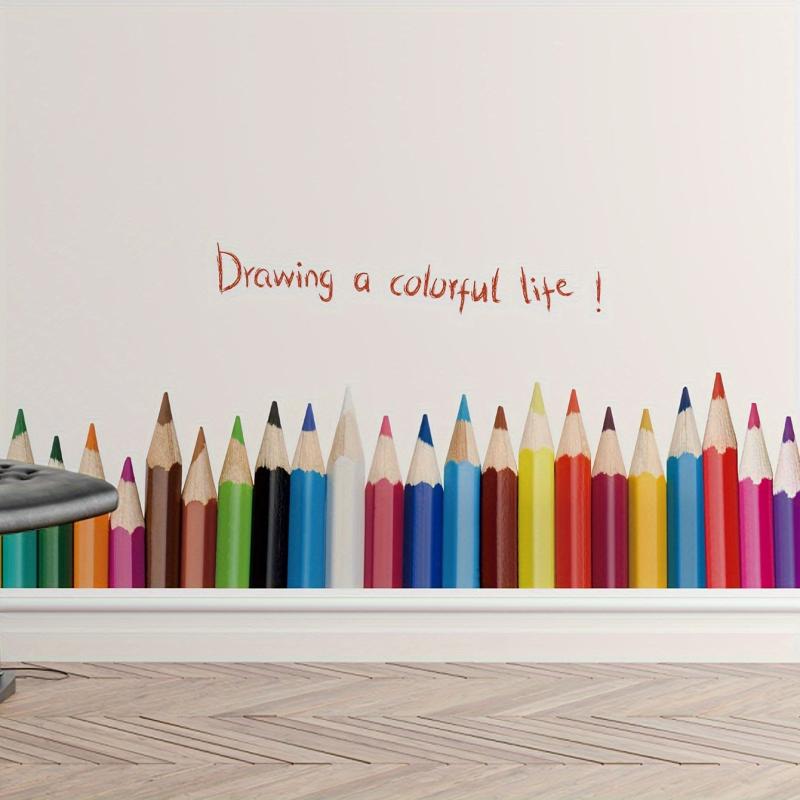 Pencil Wall Sticker Removable Vinyl Wallpaper Kick Line Decor 50x70cm