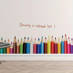 Pencil Wall Sticker Removable Vinyl Wallpaper Kick Line Decor 50x70cm