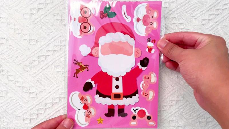 6 Sheets DIY Christmas Stickers for Party Favors Santa Claus Decoration