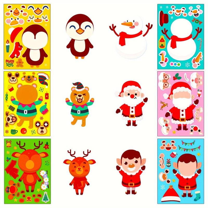 6 Sheets DIY Christmas Stickers for Party Favors Santa Claus Decoration